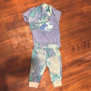 Disney Jumping Beans 6 Month Tie Dye Mickey Mouse Infant Blue Outfit w/ Bandana